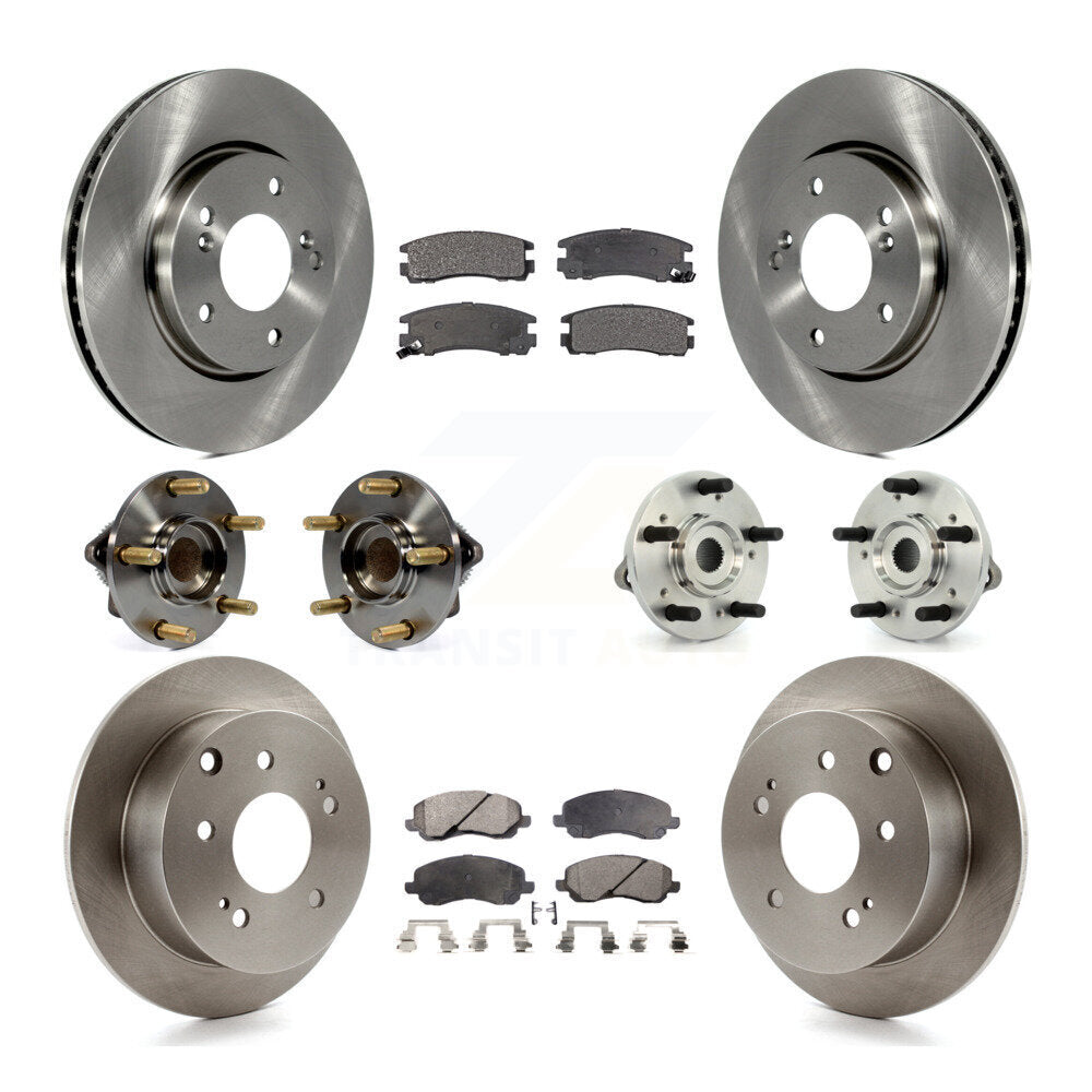 Hub Bearing Brake Rotor & Pads Front Rear Kit (10Pc) For 10-12 Mitsubishi Galant