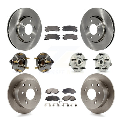 Hub Bearing Brake Rotor & Pads Front Rear Kit (10Pc) For 10-12 Mitsubishi Galant