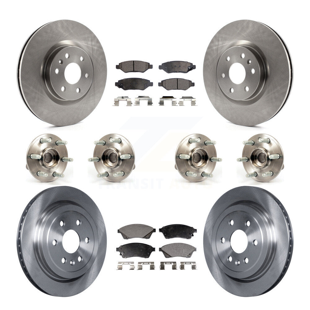 Hub Bearing Brake Rotor And Pad Front Rear Kit (10Pc) For Cadillac SRX Saab 9-4X