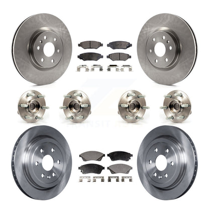 Hub Bearing Brake Rotor And Pad Front Rear Kit (10Pc) For Cadillac SRX Saab 9-4X