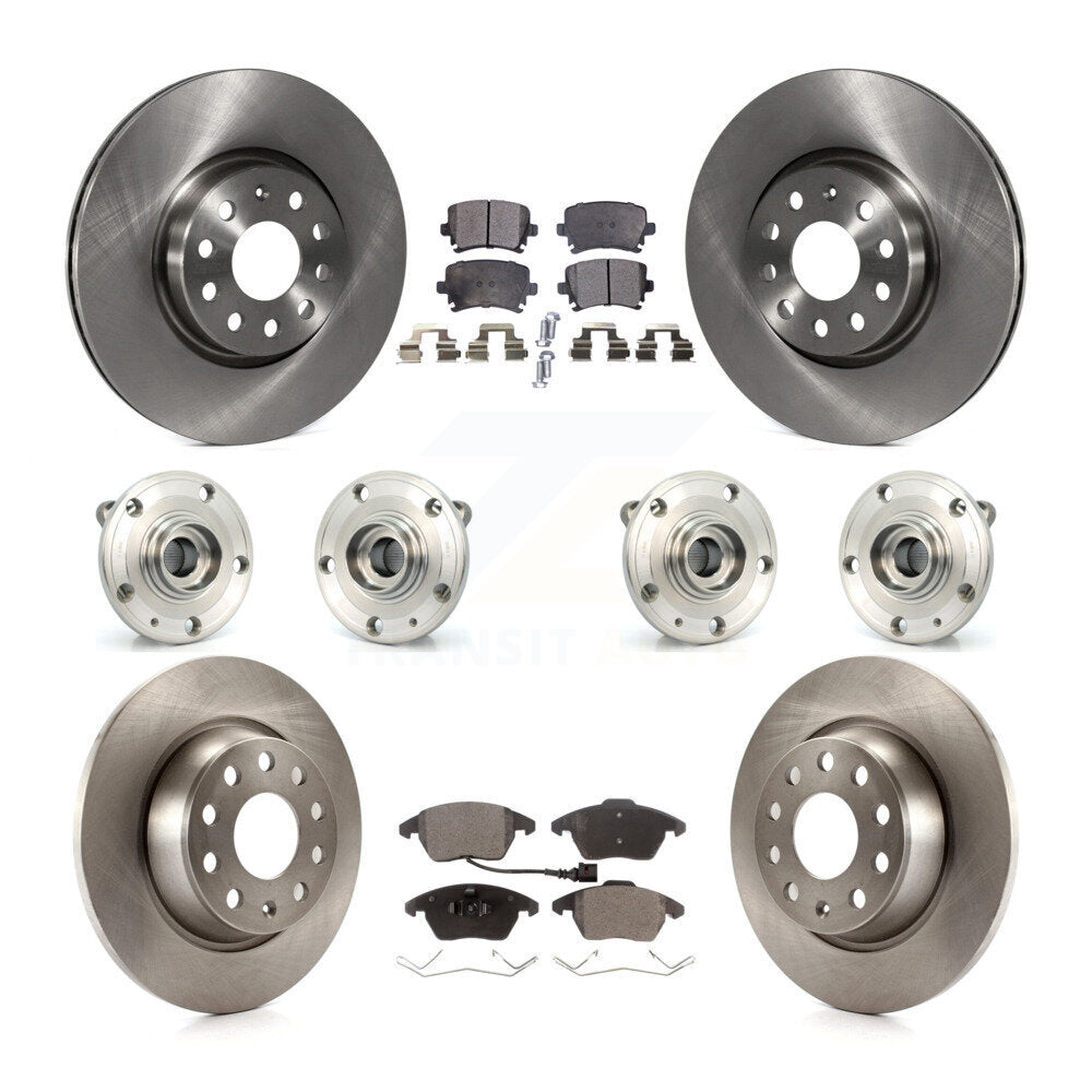 Hub Bearing Brake Rotor Pads Front Rear Kit (10Pc) For Volkswagen Passat Audi CC