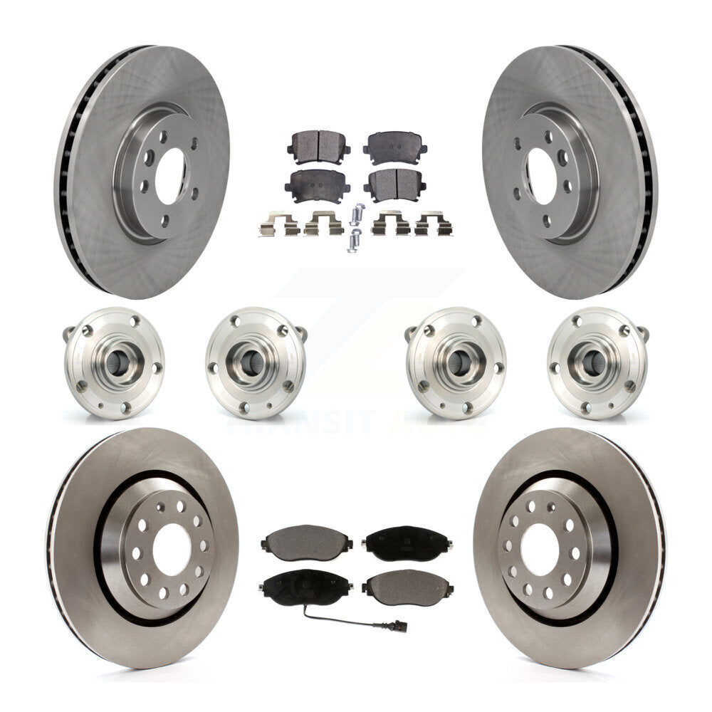 Hub Bearing Disc Brake Rotor And Pad Front Rear Kit (10Pc) For Volkswagen CC AWD