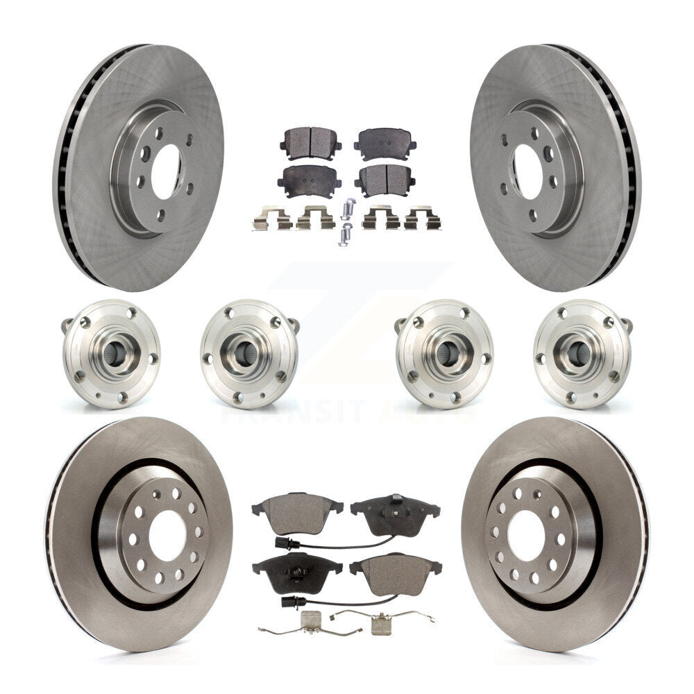 Hub Bearings Disc Brake Rotors And Pads Front Rear Kit (10Pc) For Volkswagen CC