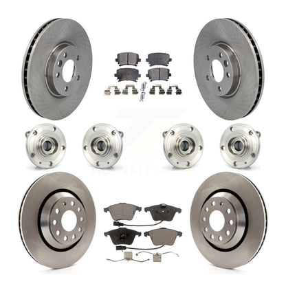 Hub Bearings Disc Brake Rotors And Pads Front Rear Kit (10Pc) For Volkswagen CC