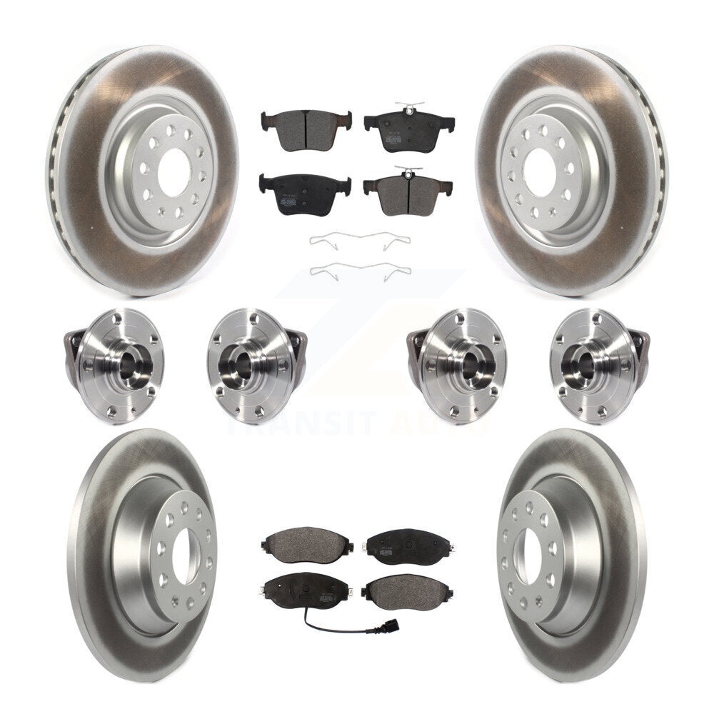 Hub Bearing Coat Brake Rotor Pad Front Rear Kit (10Pc) For Volkswagen Tiguan AWD