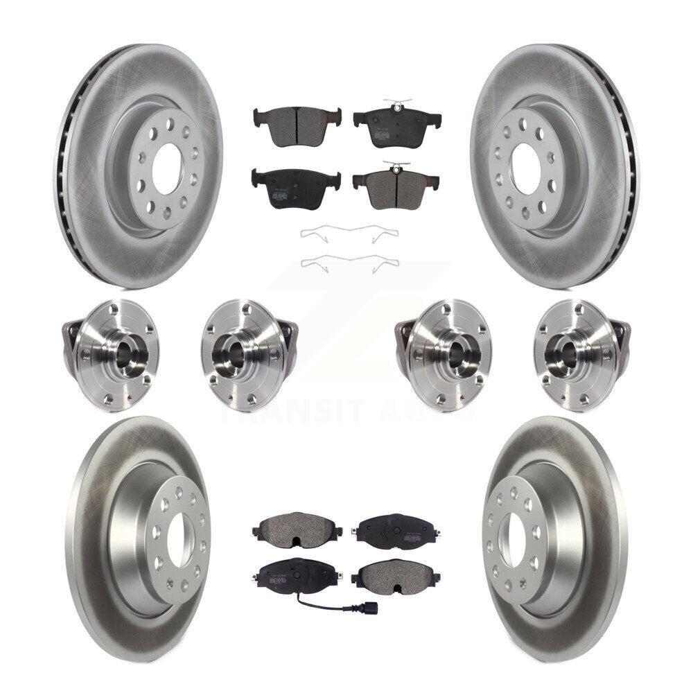 Hub Bearing Coated Brake Rotor And Pad Front Rear Kit (10Pc) For Audi TT Quattro