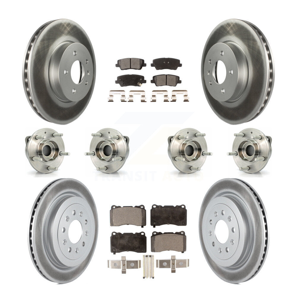 Hub Bearing Coated Brake Rotor & Pads Front Rear Kit (10Pc) For Cadillac ATS AWD