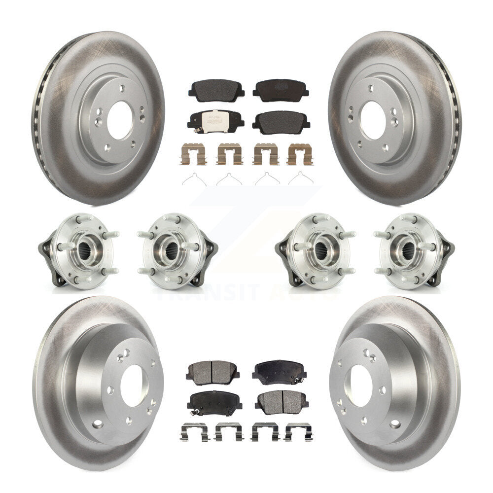 Hub Bearing Coat Brake Rotor Pad Front Rear Kit (10Pc) For 14-15 Kia Sorento AWD