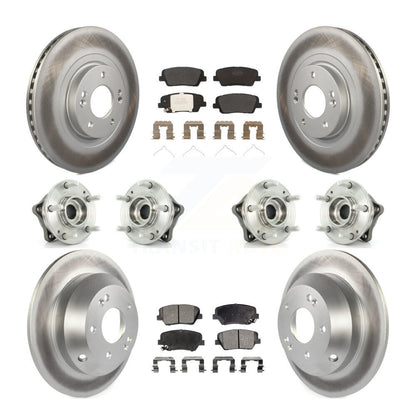 Hub Bearing Coat Brake Rotor Pad Front Rear Kit (10Pc) For 14-15 Kia Sorento AWD