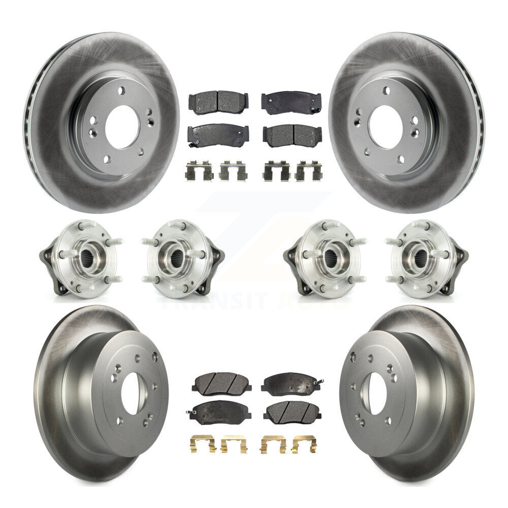 Hub Bearing Coat Brake Rotor Pads Front Rear Kit (10Pc) For Hyundai Santa Fe AWD