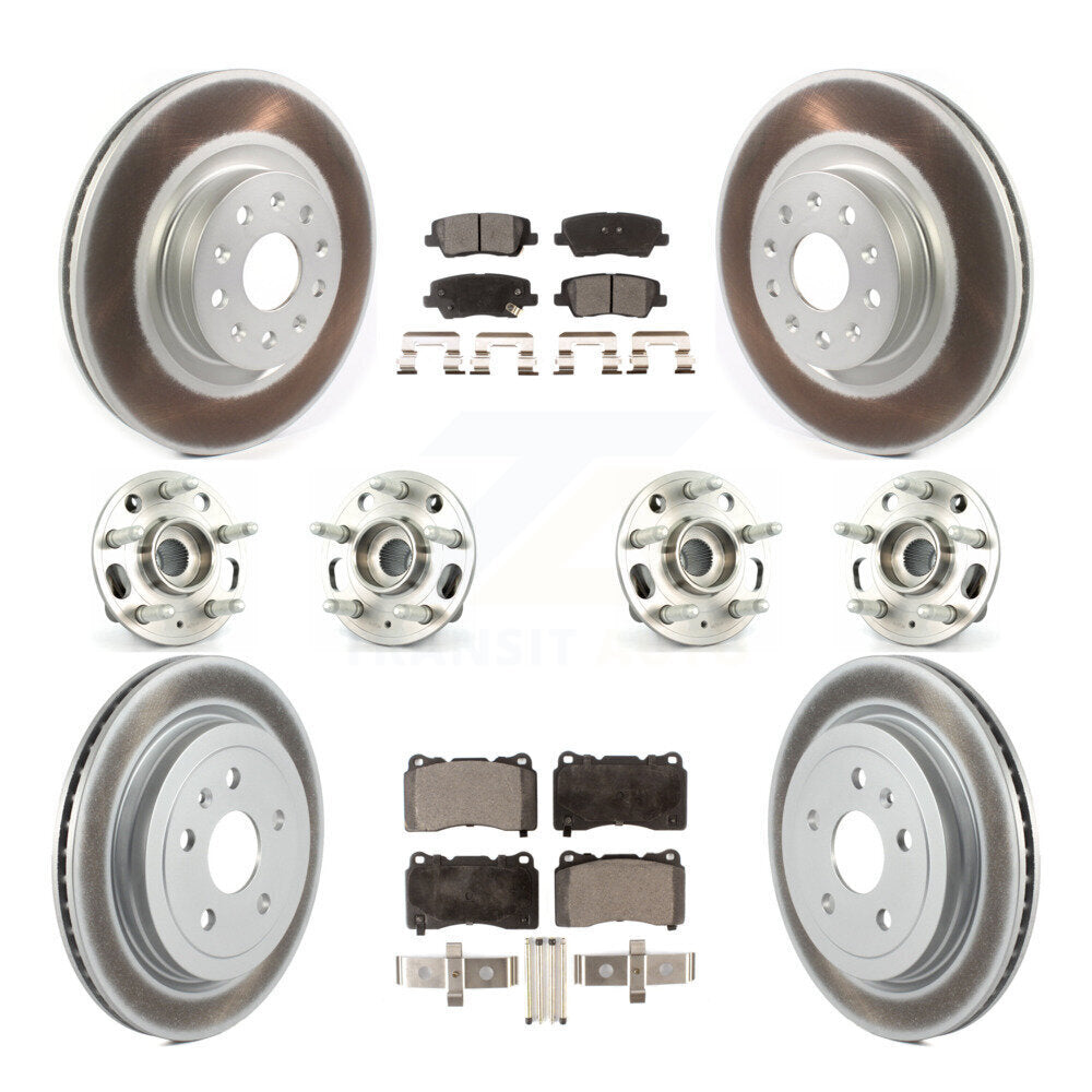 Hub Bearing Coated Disc Brake Rotor & Pad Front Rear Kit (10Pc) For Cadillac CTS