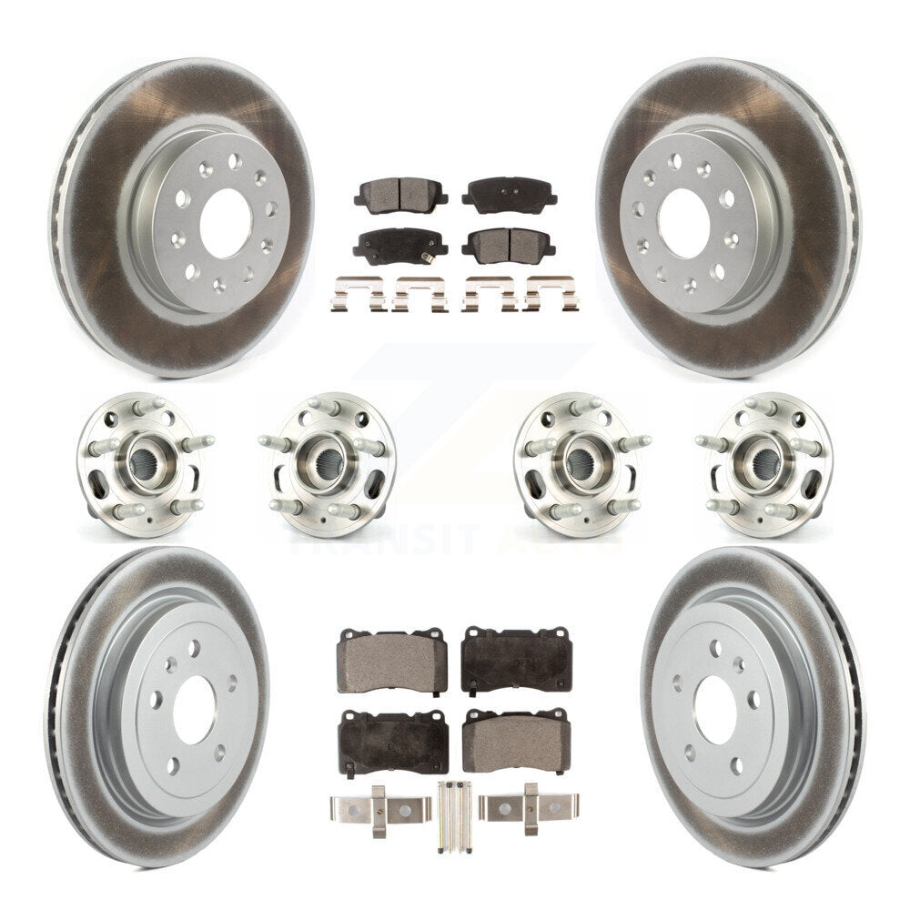 Hub Bearing Coated Disc Brake Rotor & Pad Front Rear Kit (10Pc) For Cadillac CTS