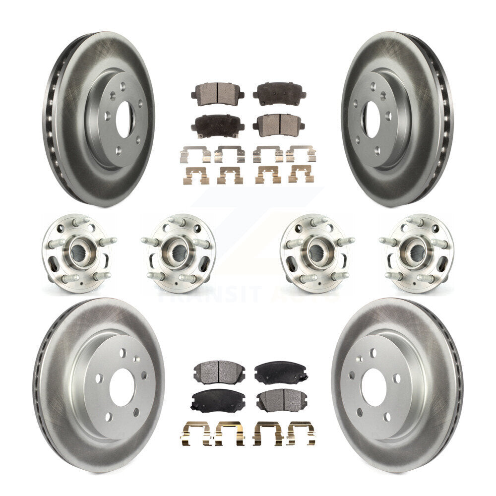 Hub Bearing Coated Brake Rotor & Pads Front Rear Kit (10Pc) For Chevrolet Malibu