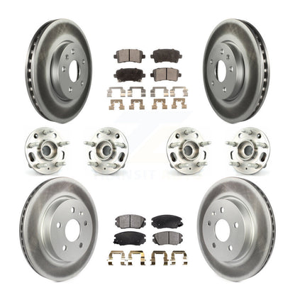 Hub Bearing Coated Brake Rotor & Pads Front Rear Kit (10Pc) For Chevrolet Malibu