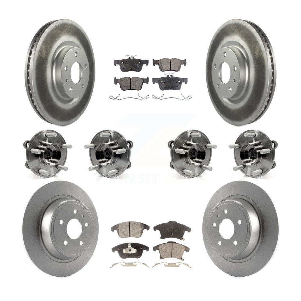 Hub Bearing Coated Disc Brake Rotor & Pads Front Rear Kit (10Pc) For Lincoln MKZ