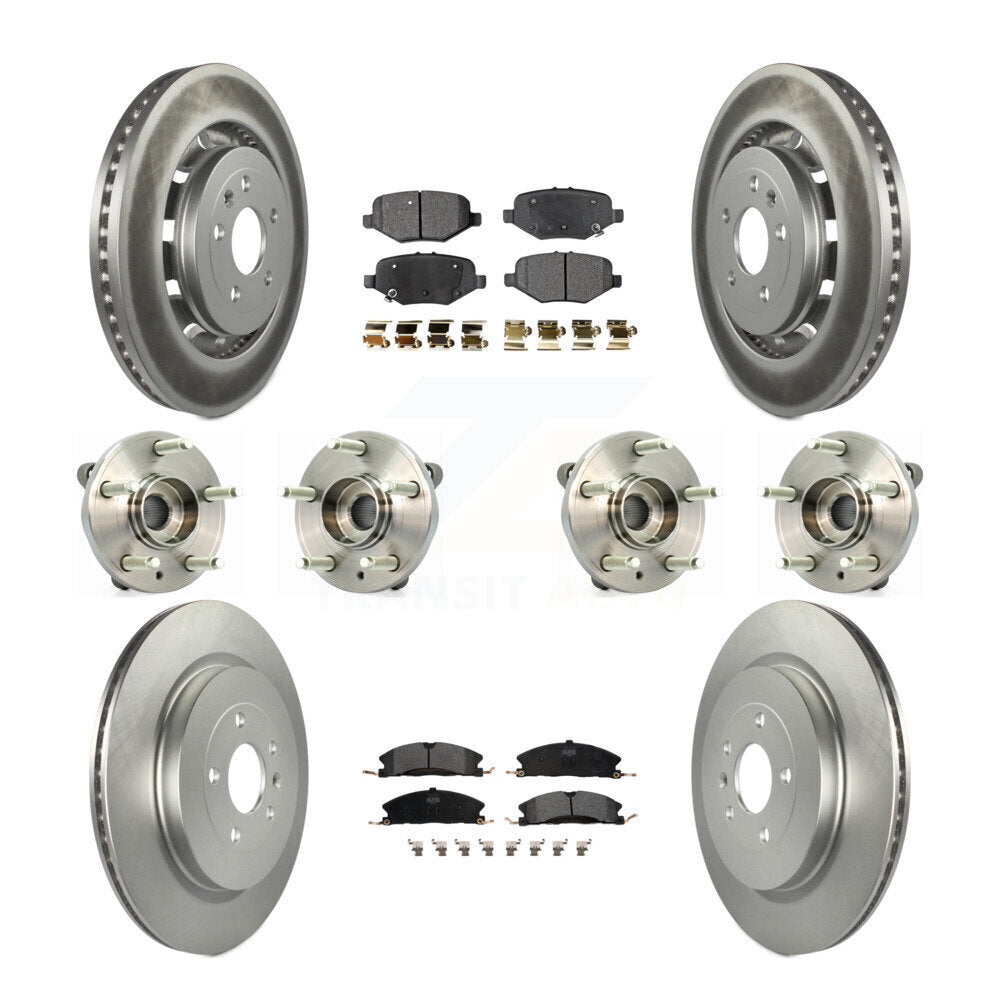 Hub Bearing Coat Brake Rotor Pads Front Rear Kit (10Pc) For Ford Flex Taurus MKS