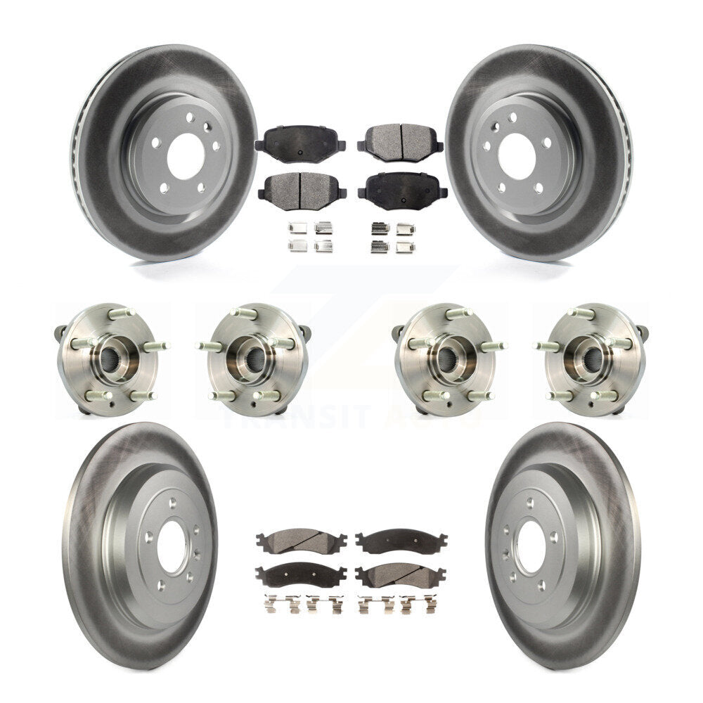 Hub Bearing Coat Brake Rotor Pad Front Rear Kit (10Pc) For 10-12 Ford Taurus SHO