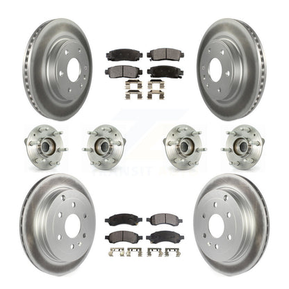 Hub Bearing Coated Brake Rotor & Pads Front Rear Kit (10Pc) For GMC Acadia Buick