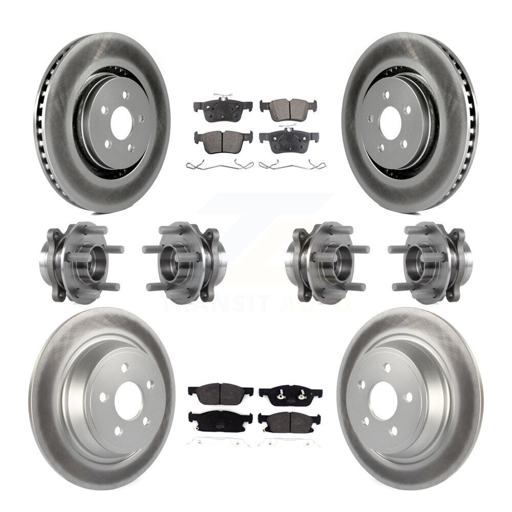 Hub Bearing Coated Brake Rotor Pad Front Rear Kit (10Pc) For Lincoln Continental