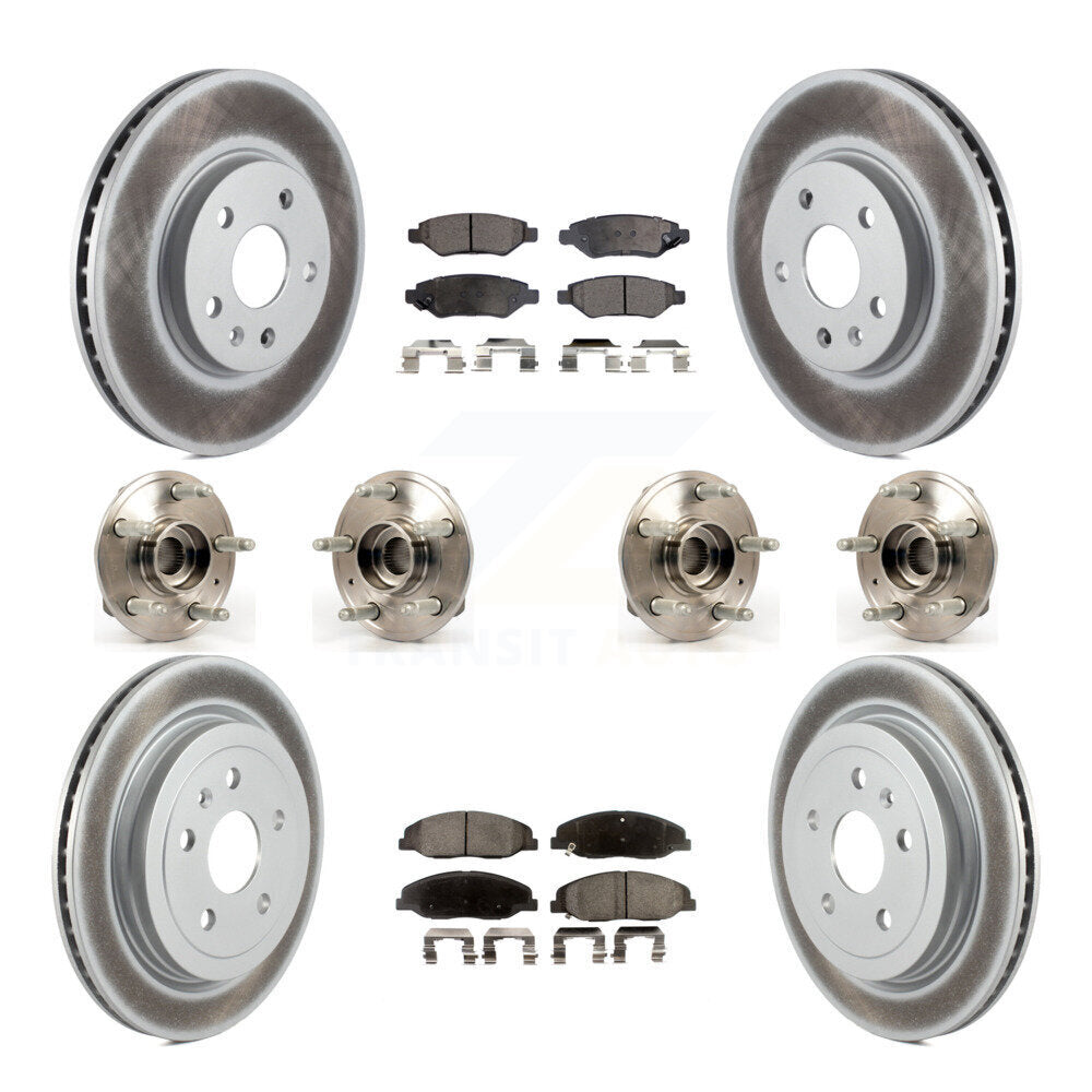 Hub Bearing Coated Disc Brake Rotor & Pad Front Rear Kit (10Pc) For Cadillac CTS
