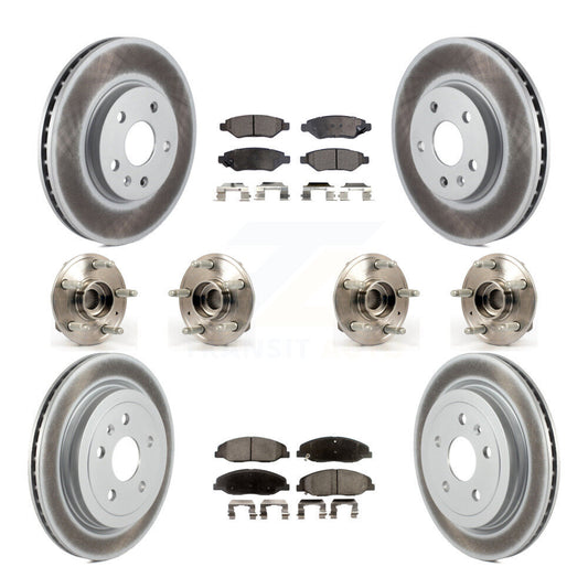 Hub Bearing Coated Disc Brake Rotor & Pad Front Rear Kit (10Pc) For Cadillac CTS