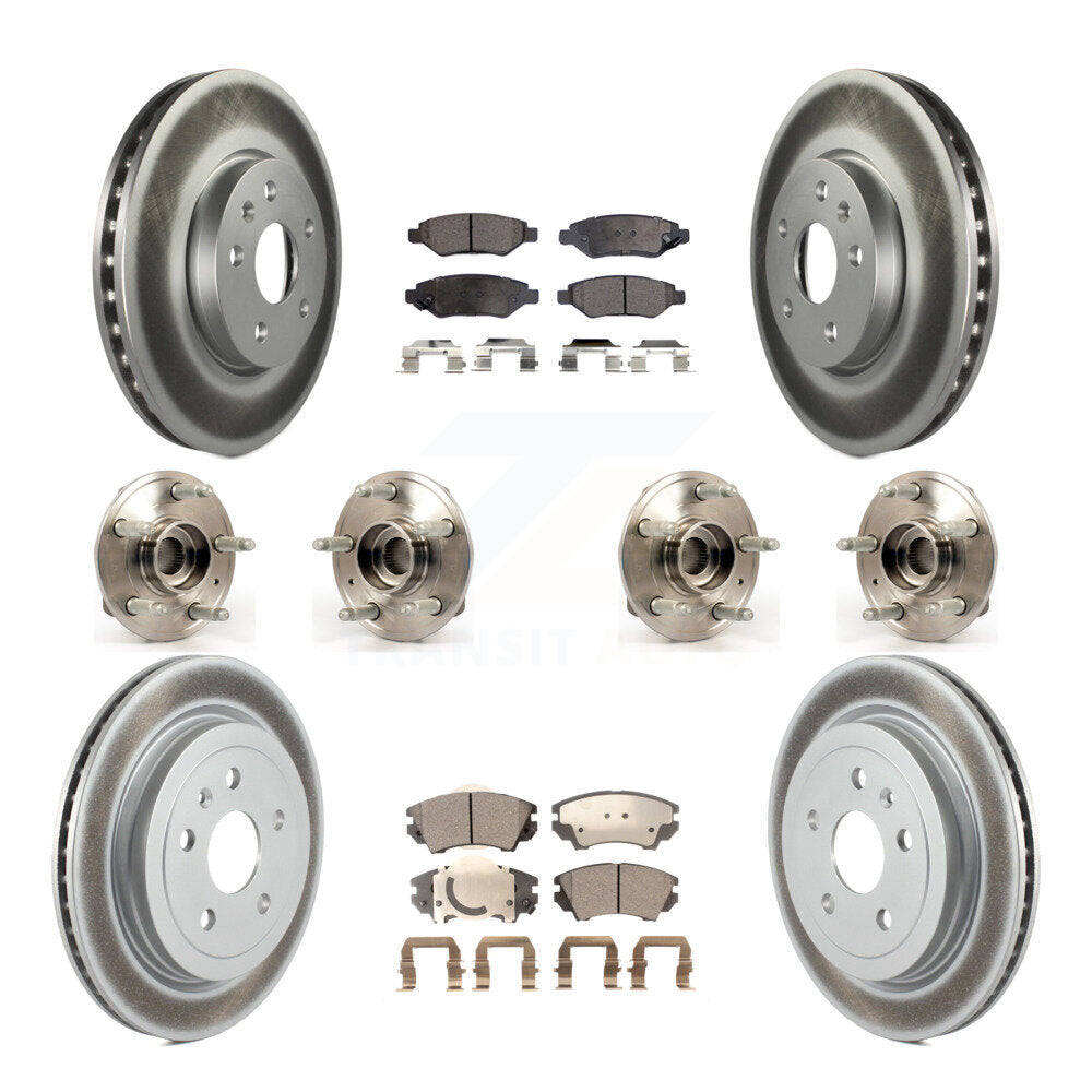 Hub Bearing Coated Brake Rotor & Pads Front Rear Kit (10Pc) For Chevrolet Camaro