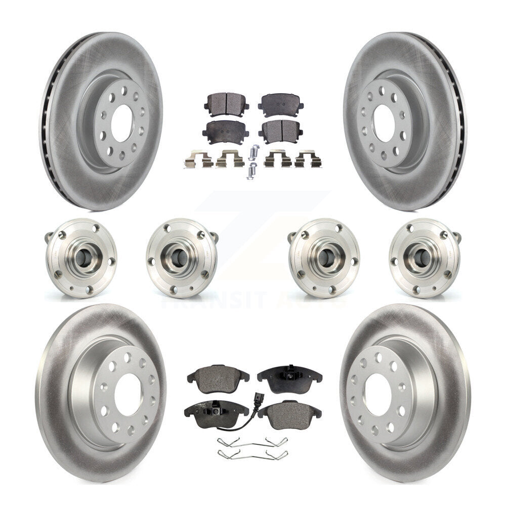 Hub Bearing Coat Brake Rotor Pads Front Rear Kit (10Pc) For Volkswagen Tiguan Q3