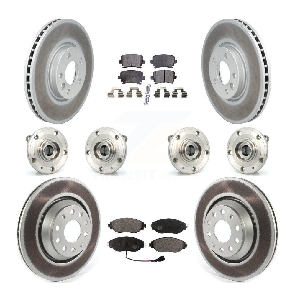 Hub Bearing Coated Brake Rotor & Pad Front Rear Kit (10Pc) For Volkswagen CC AWD
