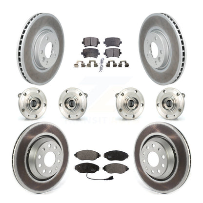Hub Bearing Coated Brake Rotor & Pad Front Rear Kit (10Pc) For Volkswagen CC AWD