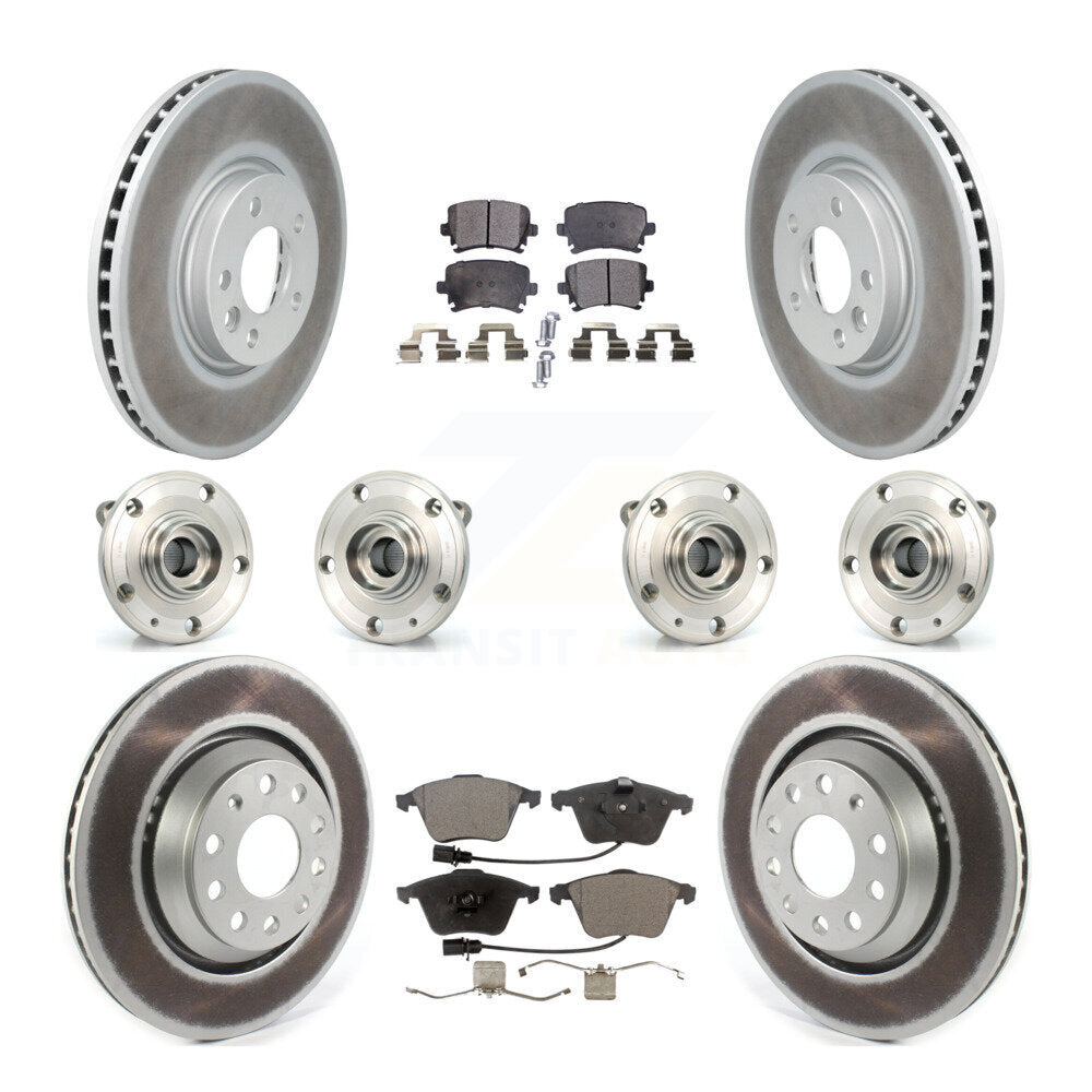 Hub Bearing Coated Disc Brake Rotor Pads Front Rear Kit (10Pc) For Volkswagen CC