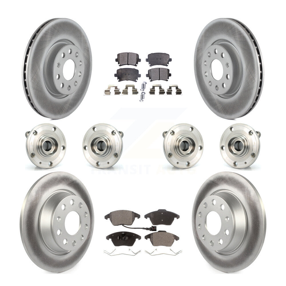 Hub Bearing Coat Brake Rotor Pads Front Rear Kit (10Pc) For Volkswagen Passat CC