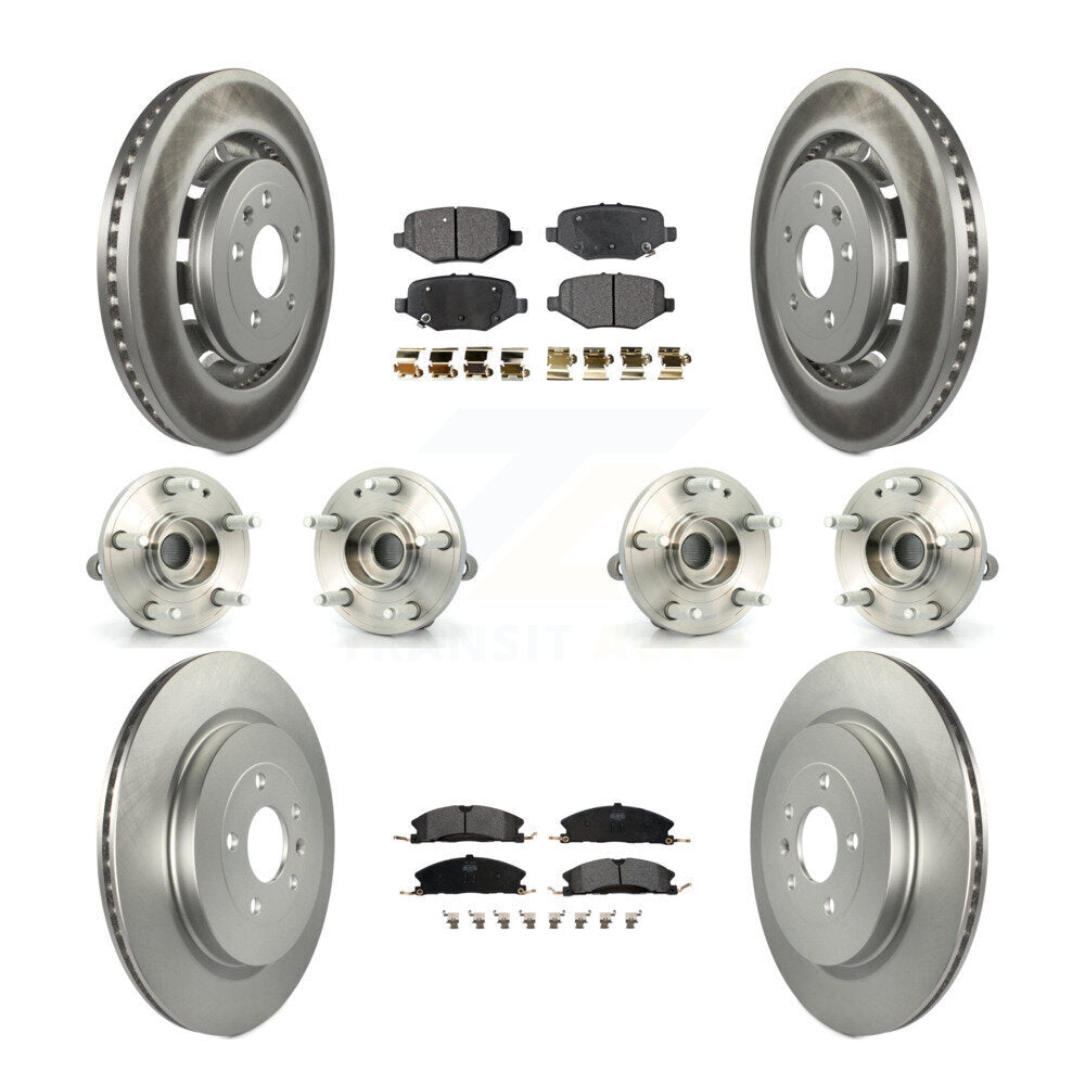 Hub Bearing Coated Disc Brake Rotor Pads Front Rear Kit (10Pc) For Ford Explorer