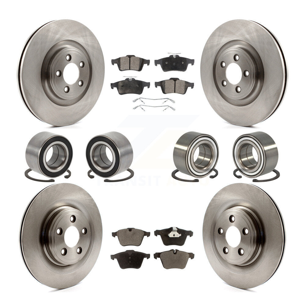 Wheel Bearings Disc Brake Rotors And Pads Front Rear Kit (10Pc) For Jaguar XJ