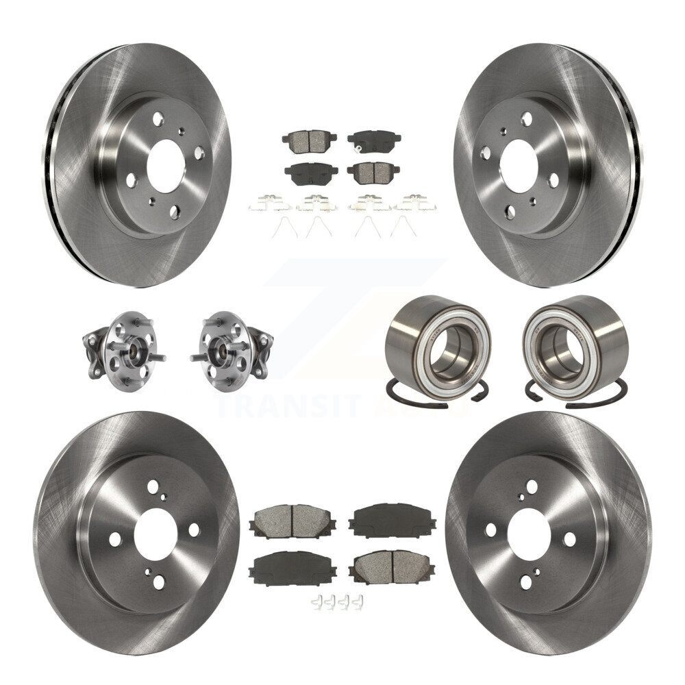 Hub Bearings Disc Brake Rotors And Pads Front Rear Kit (10Pc) For Toyota Yaris