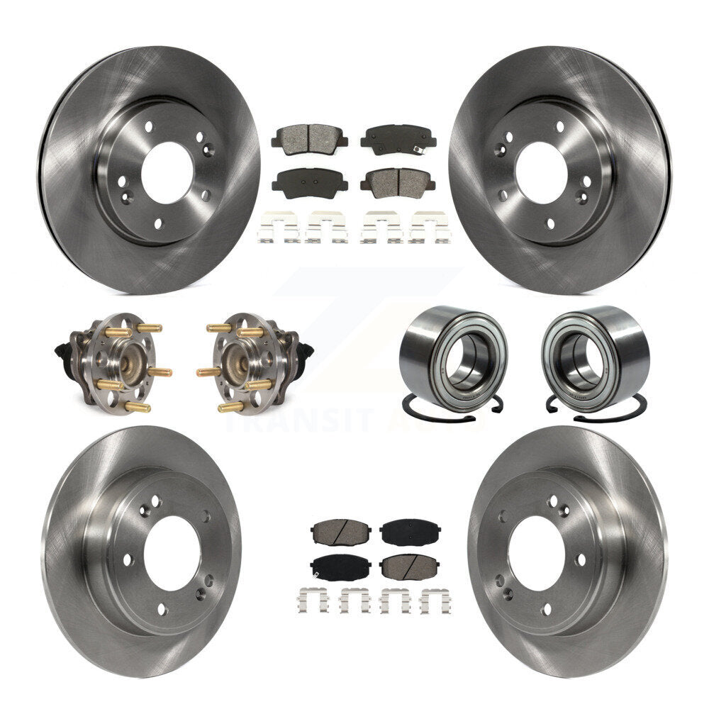 Hub Bearing Disc Brake Rotor & Pads Front Rear Kit (10Pc) For 2014-2016 Kia Soul