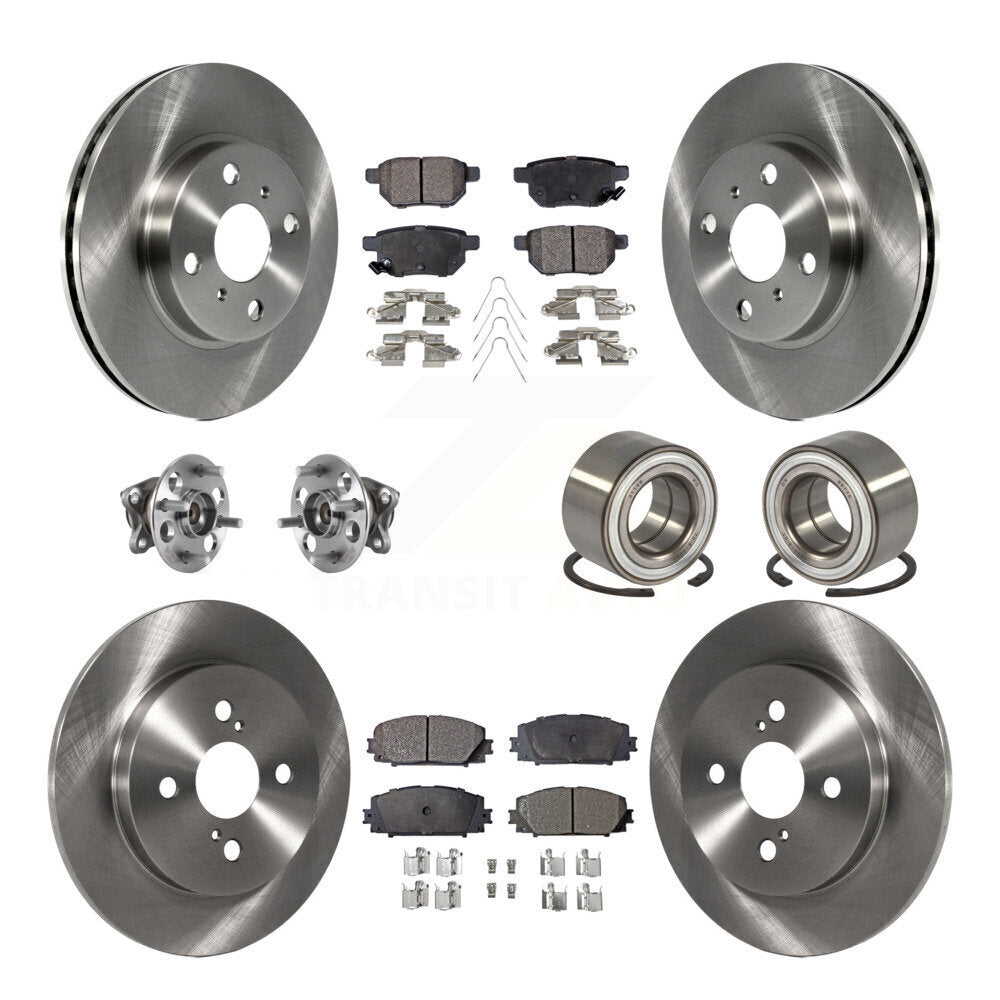 Hub Bearings Disc Brake Rotors And Pads Front Rear Kit (10Pc) For Toyota Yaris