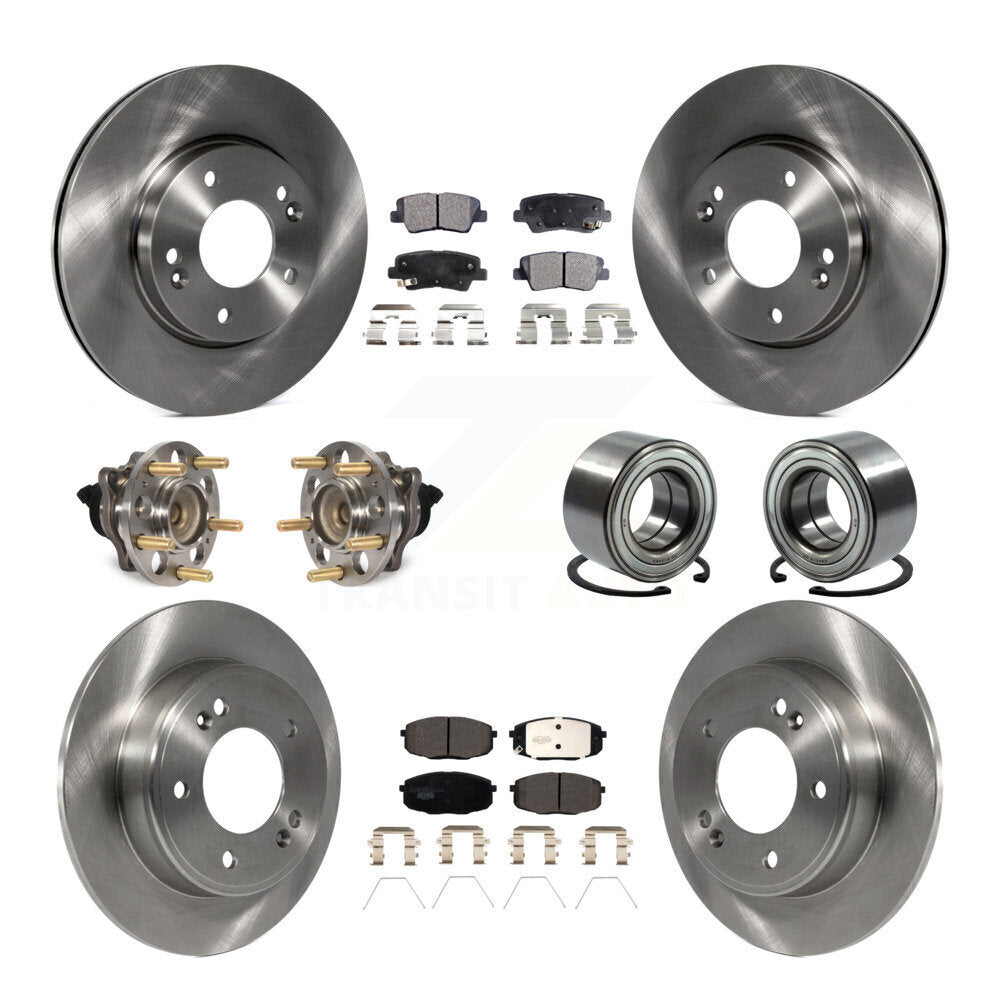 Hub Bearing Disc Brake Rotor & Pads Front Rear Kit (10Pc) For 2014-2016 Kia Soul