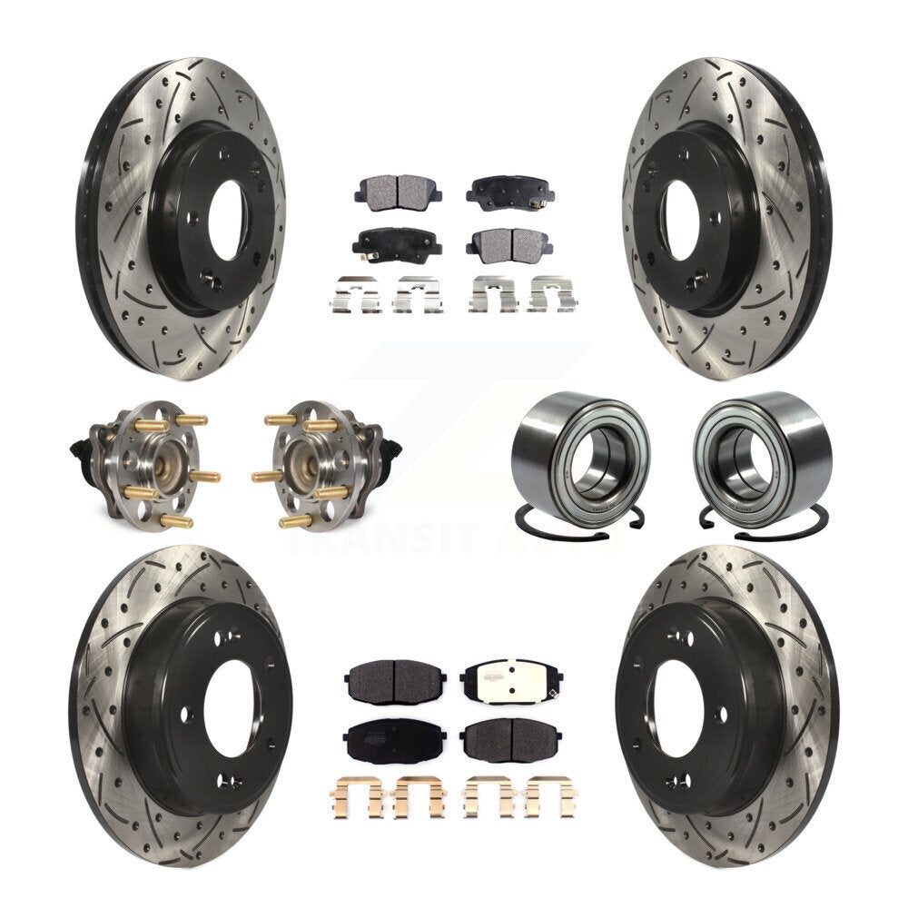 Hub Bearing Coated Brake Rotor Pads Front Rear Kit (10Pc) For 2014-2016 Kia Soul