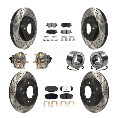 Hub Bearing Coated Brake Rotor Pads Front Rear Kit (10Pc) For 2014-2016 Kia Soul
