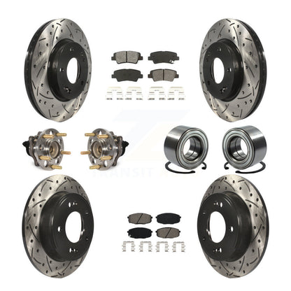 Hub Bearing Coated Brake Rotor Pads Front Rear Kit (10Pc) For 2014-2016 Kia Soul
