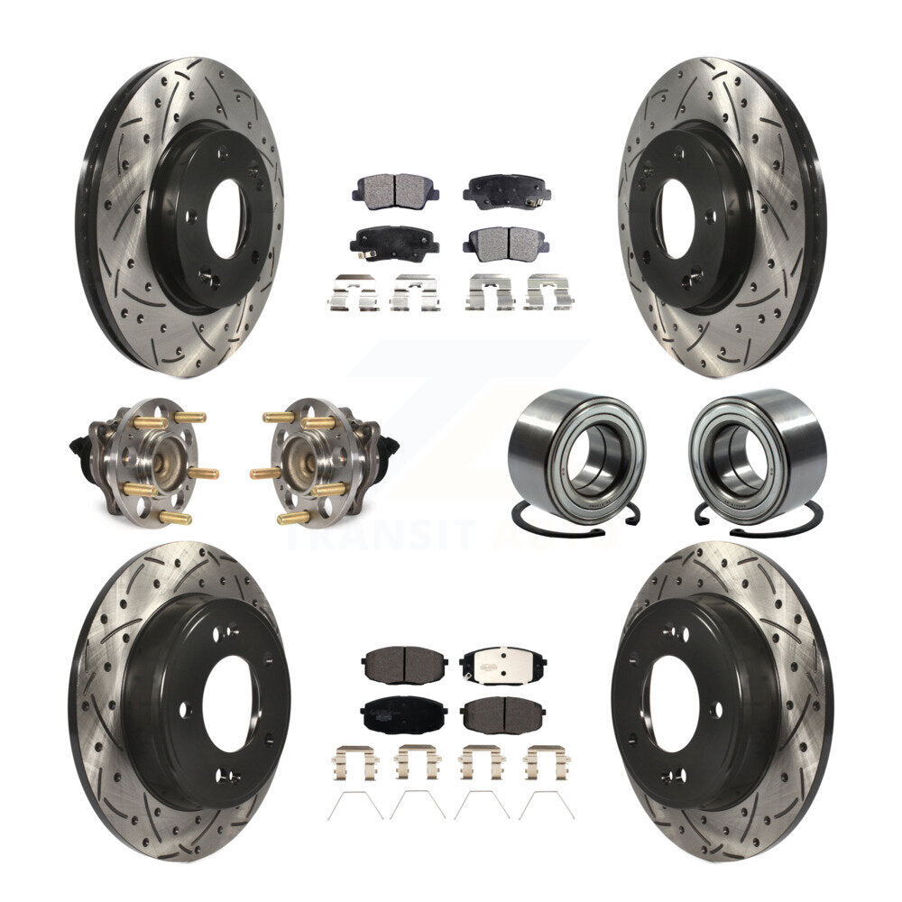 Hub Bearing Coated Brake Rotor Pads Front Rear Kit (10Pc) For 2014-2016 Kia Soul