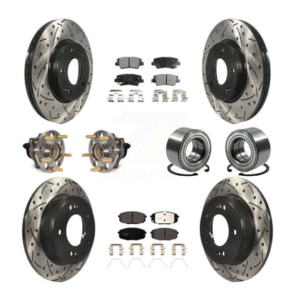 Hub Bearing Coated Brake Rotor Pads Front Rear Kit (10Pc) For 2014-2016 Kia Soul