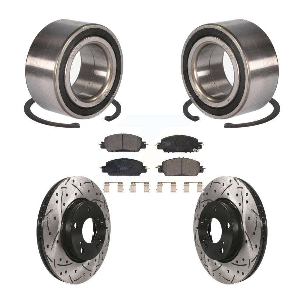 Wheel Bearing Drilled Slot Brake Rotor Pads Front Kit For 2017 Honda Accord LX-S