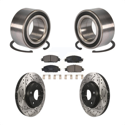 Wheel Bearing Drilled Slot Brake Rotor Pads Front Kit For 2017 Honda Accord LX-S
