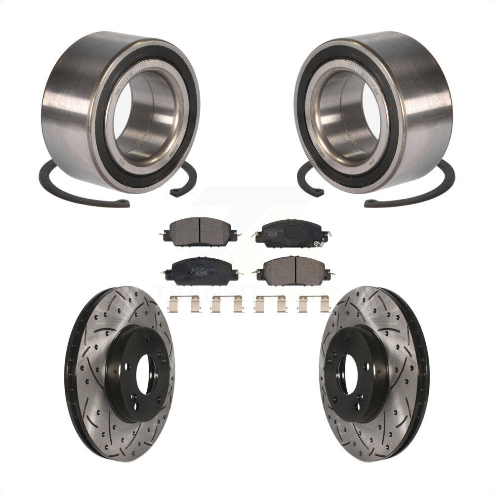 Wheel Bearing Coated Drilled Slotted Brake Rotor Pads Front Kit For Honda Accord