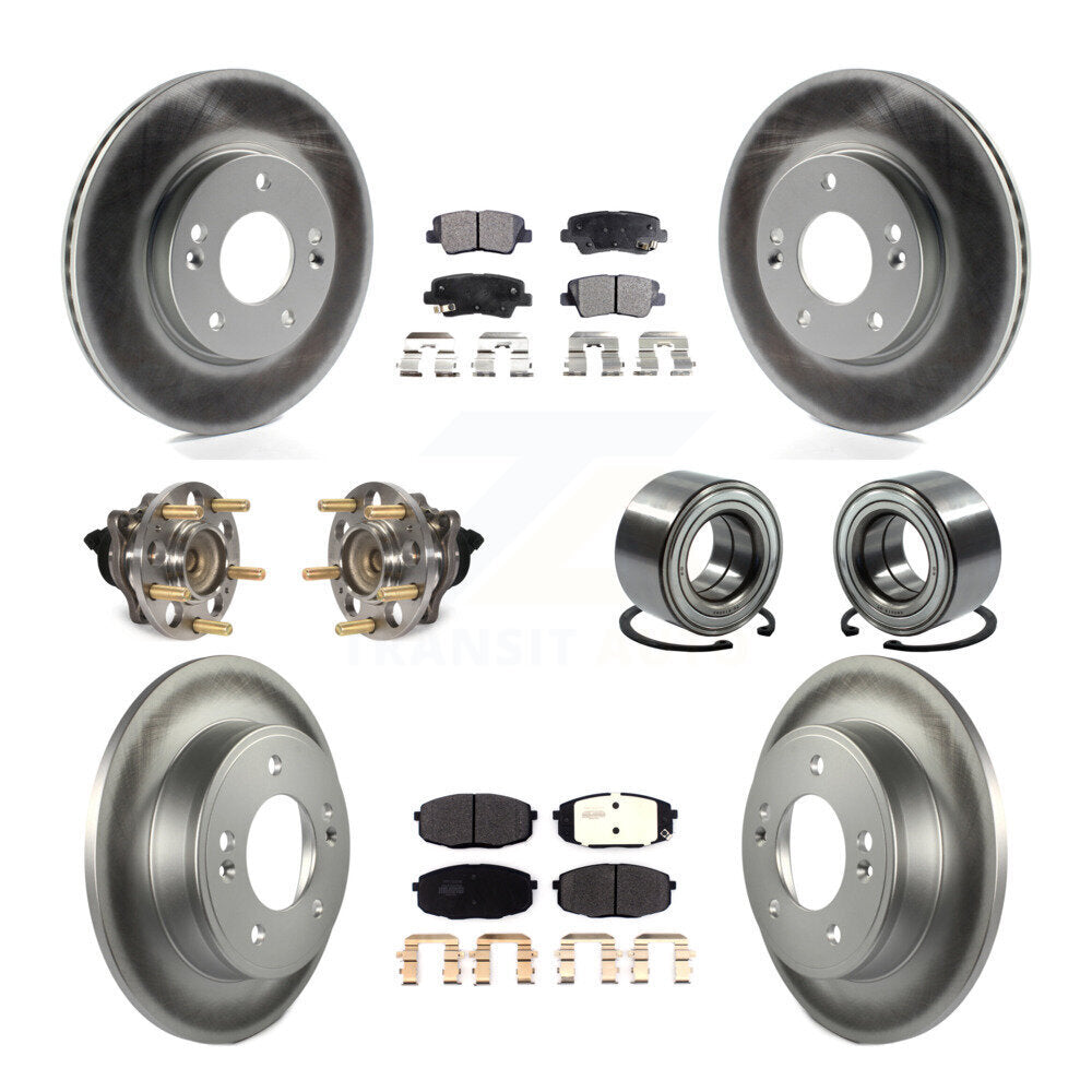 Hub Bearing Coated Brake Rotor Pads Front Rear Kit (10Pc) For 2014-2016 Kia Soul