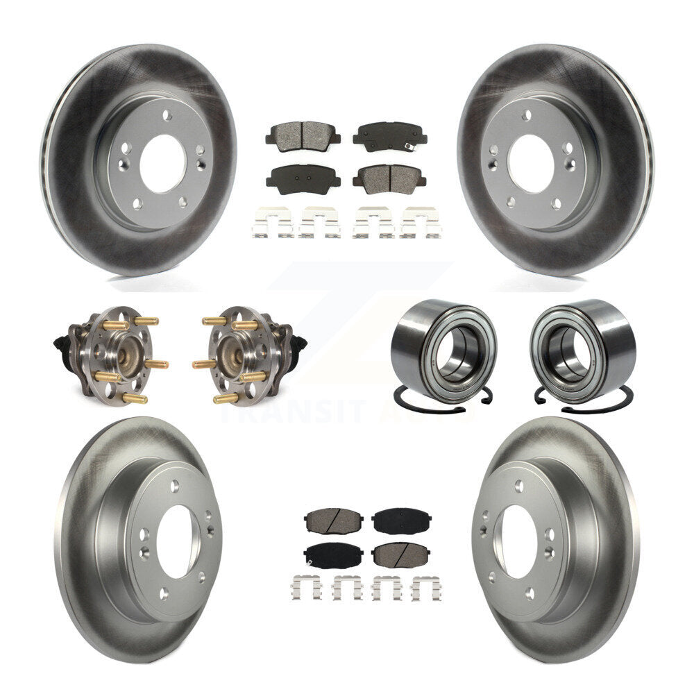 Hub Bearing Coated Brake Rotor Pads Front Rear Kit (10Pc) For 2014-2016 Kia Soul