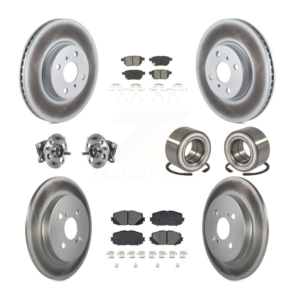 Hub Bearing Coated Disc Brake Rotor & Pad Front Rear Kit (10Pc) For Toyota Yaris
