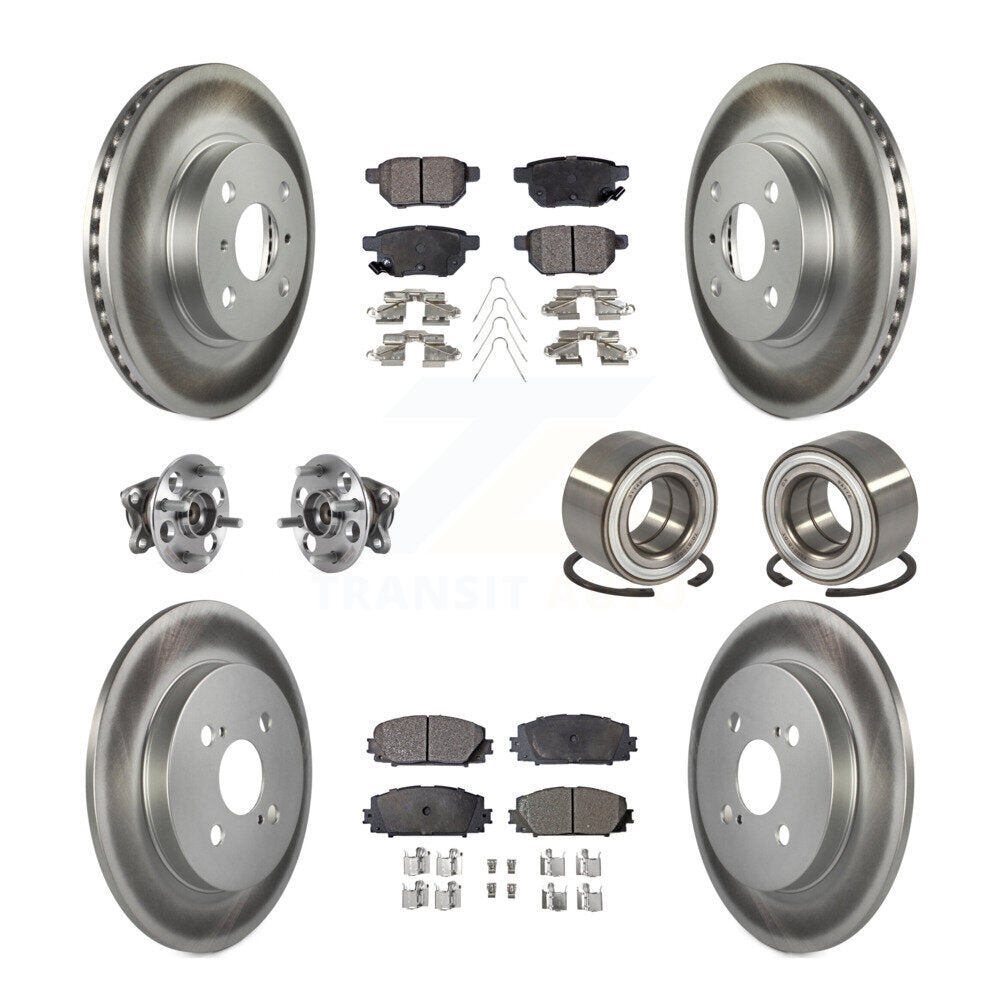 Hub Bearing Coated Disc Brake Rotor & Pad Front Rear Kit (10Pc) For Toyota Yaris