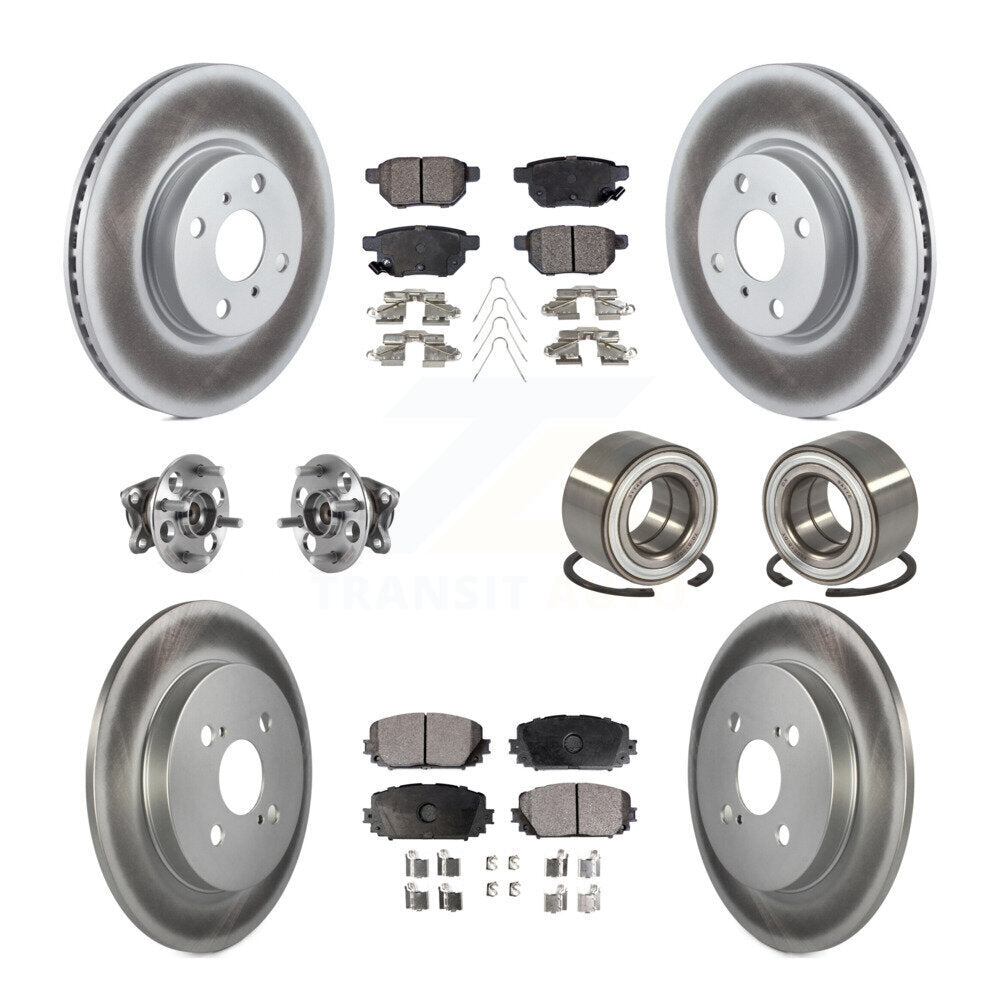 Hub Bearing Coated Disc Brake Rotor & Pad Front Rear Kit (10Pc) For Toyota Yaris